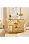 FFD Clear Glass Serving Cart – Modern 3-Tier Bar Cart (Gold, 120 CM) - 3