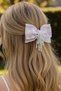 Purple Color Ribbon Figured Pearl Detailed Hair Clip