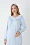 Maternity-Nightgown for Pregnant Women with Dressing Gown, Long Sleeves, Button Collar, 2-Piece Set - 4