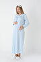 Maternity-Nightgown for Pregnant Women with Dressing Gown, Long Sleeves, Button Collar, 2-Piece Set - 3