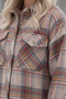 Beige Shirt Plaid with Shirt Collar Cuffed Sleeves Double Flap Pockets Thick Casual Oversized Woven Shirt 68 66 - 5