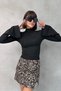 Mock Neck Ruched Detail Spanish Sleeve Slim Fit Knitwear Look Blouse - 7