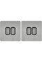 RACO Ultimate Screwless Flat Plate Double Rocker 2-Way Light Switch Pack of 2 (Stainless S