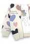 Heart Patterned Hooded Cardigan Baby Girl Tracksuit Set 3-Piece Set 6-9-12-18-24 Months L 100% Cotton - 3