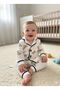Bear Printed Striped Fabric Pajama Set - 2