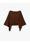Viscose Fabric Loose Fit Long Batwing Sleeve Wide Round Neck Blouse - 3