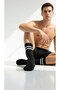 Men's Sports Socks Set of 2 – Cotton, Stretchy, Striped Model (Black Gray) - 7