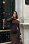 Accessory-Detail Bikini Neck Drop Sleeve Sandy Dress - 6