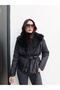 Collar Faux Fur Tie-Up Coat - 2