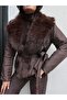 Collar Faux Fur Tie-Up Coat - 3