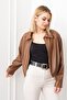 Women's Brown Eclat Modern Leather Jacket Stylish Daily Comfortable 8627 - 8