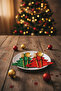 8 Pieces Christmas Table Decoration Ornament Pine Tree Cutlery Holder Christmas Conceptual Red Green - 5