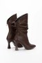 Women's Thin Heeled B Ruched Detail Pointed Toe Stylish Boots - 4