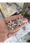 Vip series gold detailed stone star model earrings - 2