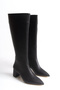 Velora Black Leather Women's Pointed Toe Zippered Heeled Boots - 2