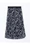 Patterned Pleated Women's Skirt with Elastic Waist - 5