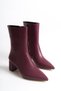 Jorel Burgundy Leather Women's Pointed Toe Zippered Heeled Boots - 2