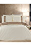 100% Cotton Linen Banded Puffy Stripe Double Duvet Cover Set