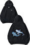 Blue Whales Design Back Printed Black Hooded Sweatshirt
