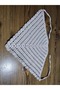 Stone Colored Mini Square Model Hand-Knitted Bandana