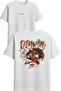 Strange Beast Design Printed White Oversized t Shirt