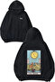 Tarot Cards the Moon Design Back Printed Black Hooded Sweatshirt