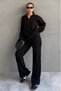 Black Relaxed Fit Stitching Detail Women's Knitwear Set Mg2584 - 3