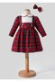 Girl's Red Plaid Buckle Dress - 2