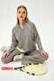 Yellow Parachute Fabric Detailed Stand Collar Zippered Knitted Sweatshirt - 2