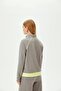 Yellow Parachute Fabric Detailed Stand Collar Zippered Knitted Sweatshirt - 3