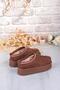 1191 Thick Sole Winter Women's Slippers with Fur Inside and Closed Front - 6