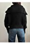 Women's Black Zippered Knit Cardigan - 5