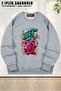 Unisex Japanese Kanjı Graffiti Printed Oversized Crew Neck Sweatshirt