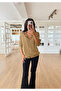 Women's Gold Glitter Buttoned Cardigan - 4