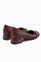 Gresa Burgundy Buckled Short-Heeled Women's Shoes - 5