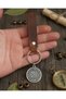 Compass Design Taba Original Genuine Leather Keychain Gift Keyring - 2