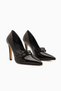 Blanka Black Patent Leather Double Buckle Stiletto Women's Heeled Shoes - 3