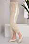 Lace-Up Pocketed Side Stripe Design Linen Trousers Beige Color