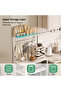 4-Tier Kitchen Storage Rack, Coffee Corner Table with 5 Hooks & Adjustable Shelves - 4