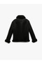 Long Sleeve Plush Detailed Shirt Collar Faux Suede Jacket - 2