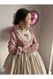 Girl's Special Design Lace-Up Front Vest-Looking Powder Pink Evening Dress - 7
