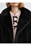 Black Jacket Collar Women's Fur Coat - 6