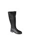 Yazkiş Women's Black Leather 38cm Ankle Length Boots with Stones on the Side and Flat Sole