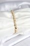 Brass Gold Color Zircon Stone Baklava Model Women's Bracelet - 3