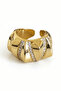Adjustable Steel Ring with Gold Color Stone Detail - 2
