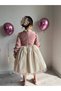 Girl's Special Design Lace-Up Front Vest-Looking Powder Pink Evening Dress - 8