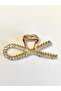 Stone Detailed Gold Bow Shaped 11 cm Hair Clip – Elegant and Sparkling Design - 3