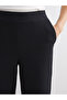 Lcw Modest Black Women's Pants with Elastic Waist and Carrot Cut Texture - 3