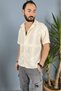 Knitted Embroidered Beige Color Design Shirt