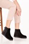 Genuine Leather Non-Slip Sole Comfortable Daily Stylish Boots Mlk.817 Black Suede